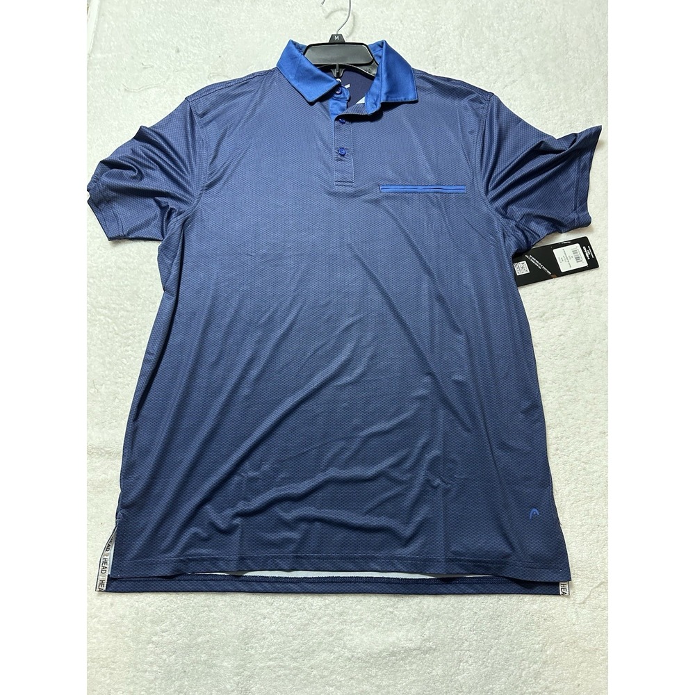 Head Golf Men's Medium Blue Polyester Blend Polo Shirt (B6)
